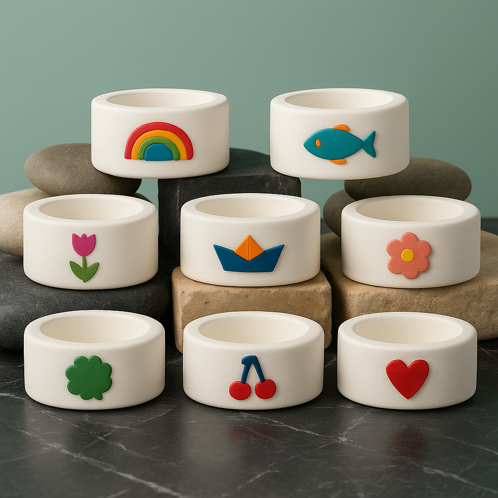 Atelier — 4’lü El Boyaması Tealight Seti | Renkli Motifli El Yapımı Mumluklar