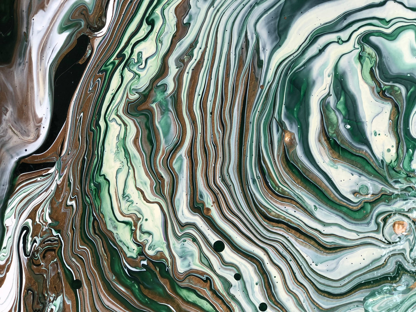 Nazende - Soyut Akrilik Pouring Tablo – 50 cm Yuvarlak, El Yapımı Sanat Eseri - Asıma Hazır