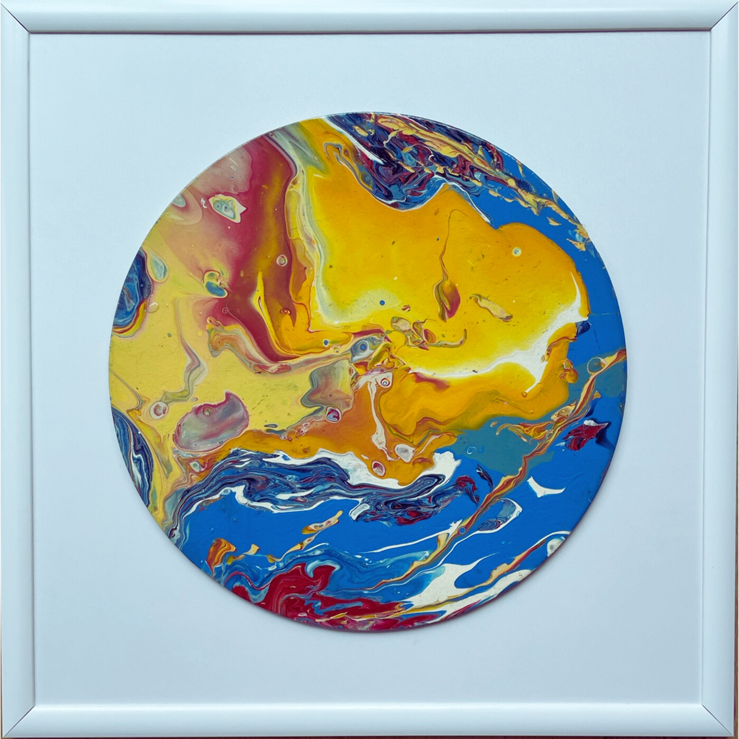 Yaz Güneşi – Hazır Çerçeveli Pouring Tablo 48×48 cm