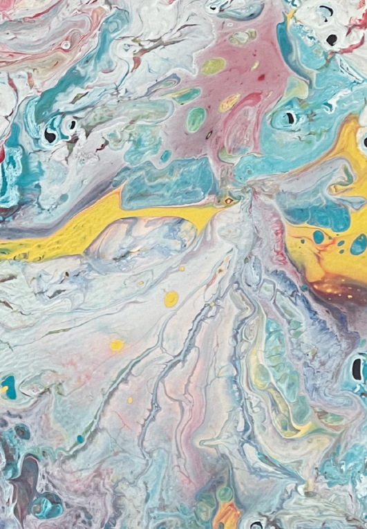 Eşik 1 – 50 cm Yuvarlak, Dokulu & Akrilik Pouring Mix Media Tablo, El Yapımı – Asılmaya Hazır