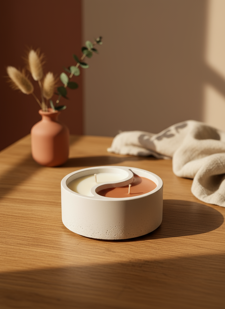 Atelier — Yin Yang İçinde Soya Mum| El Yapımı Minimalist Dekoratif Vegan Mum