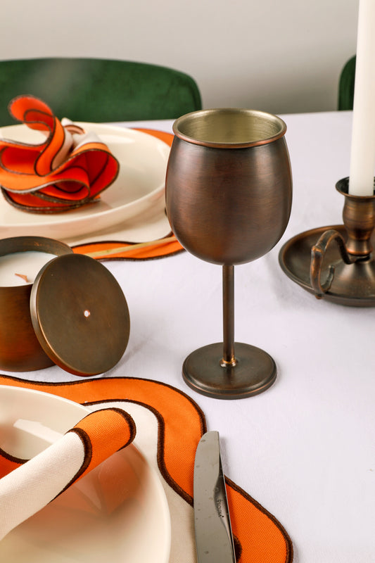 2-Piece OXIDE Copper Wine Glasses Set ,Modern Custom-Made Copper Wine Goblet -Antique Table, Luxury Elegant Table Decor,Anniversary Gift