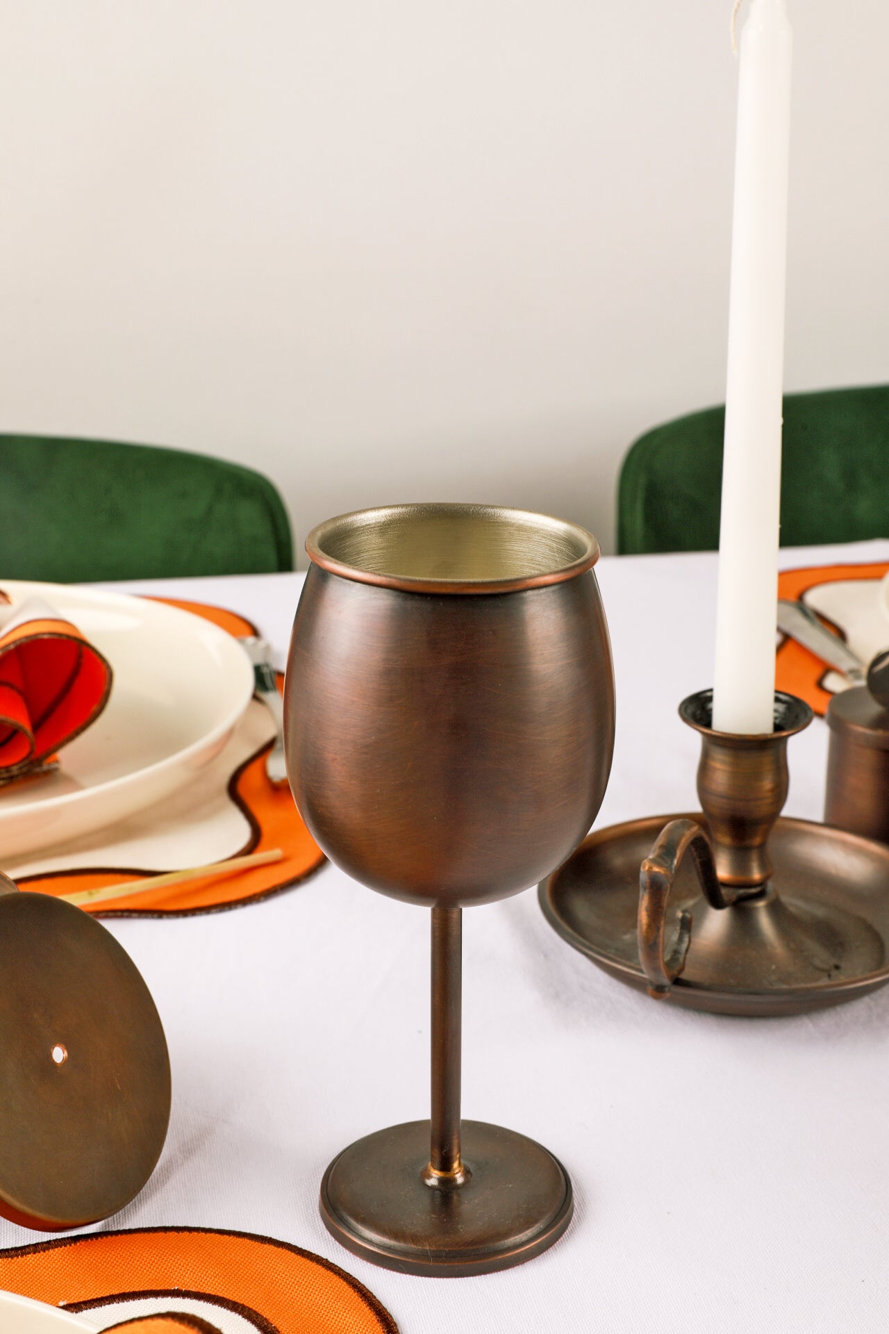 Lüks El Yapımı Oksit Bakır Mini El Şamdanı