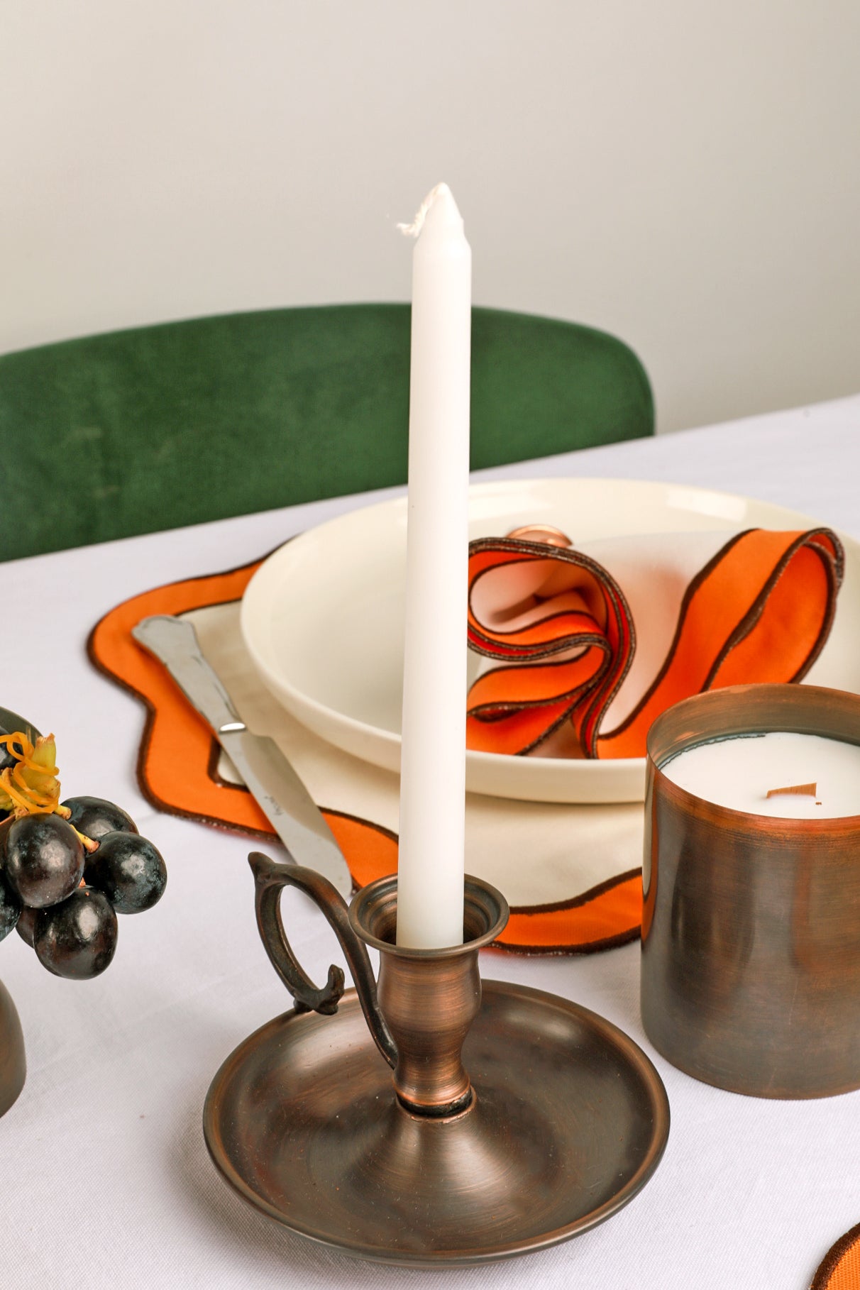 Lüks El Yapımı Oksit Bakır Mini El Şamdanı