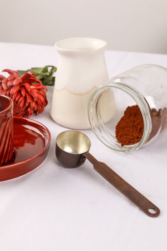 Lüks El Yapımı Okside Bakır Kahve Ölçü Kaşığı