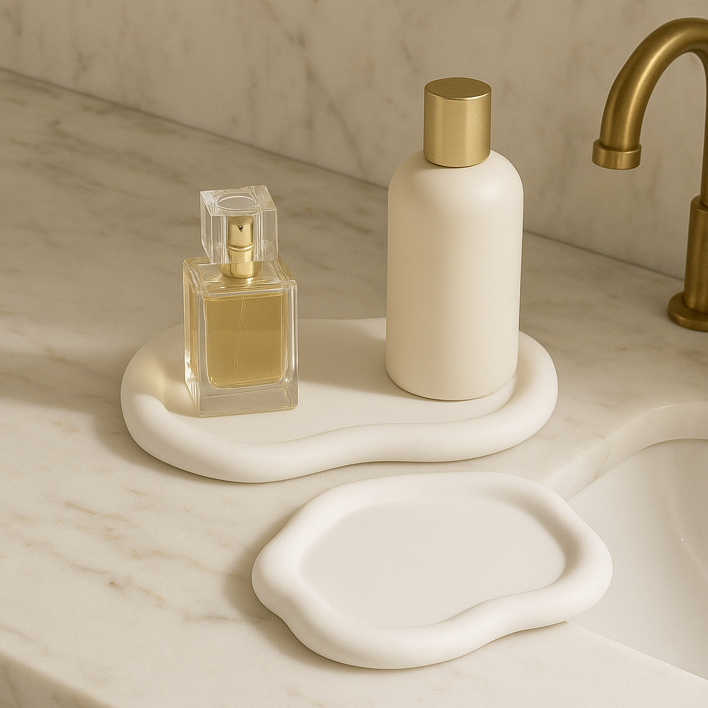 Atelier —2'li Cumulus Bulut Tabak Seti – Taş Dokulu Dekoratif Servis ve Düzenleme Objeleri