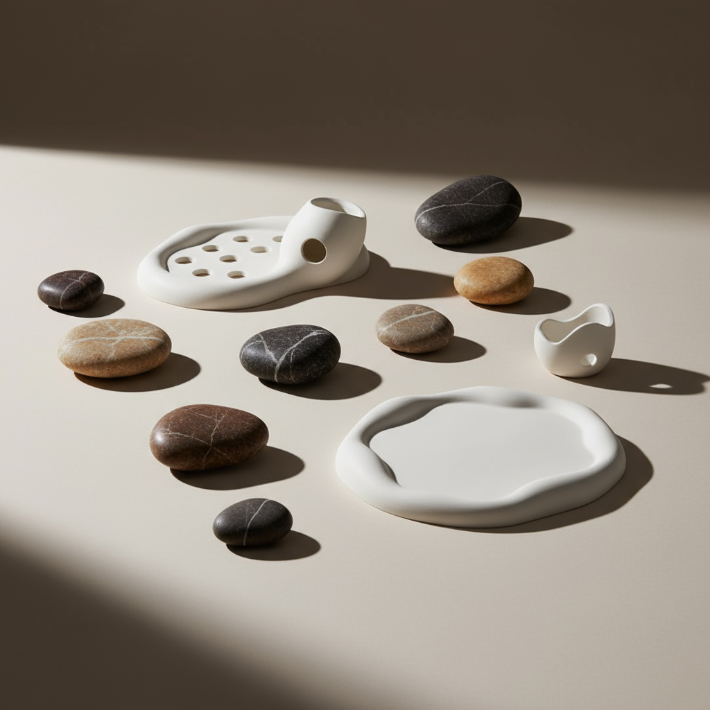 Atelier — Yuvarlak Cumulus Bulut Tabak – Taş Dokulu Dekoratif Servis ve Düzenleme Objesi