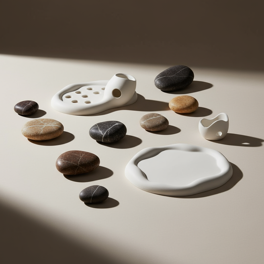 Atelier — Yuvarlak Cumulus Bulut Tabak – Taş Dokulu Dekoratif Servis ve Düzenleme Objesi