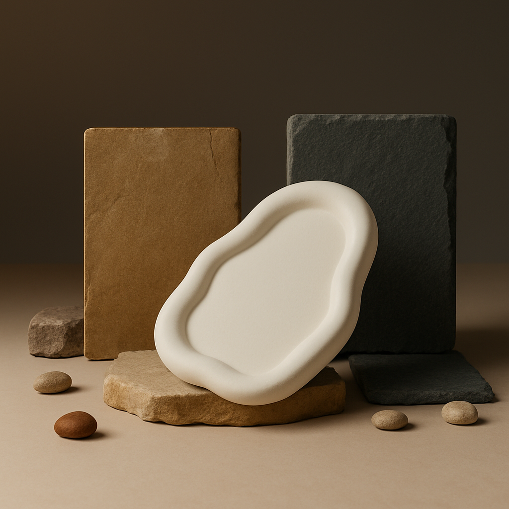 Atelier —2'li Cumulus Bulut Tabak Seti – Taş Dokulu Dekoratif Servis ve Düzenleme Objeleri