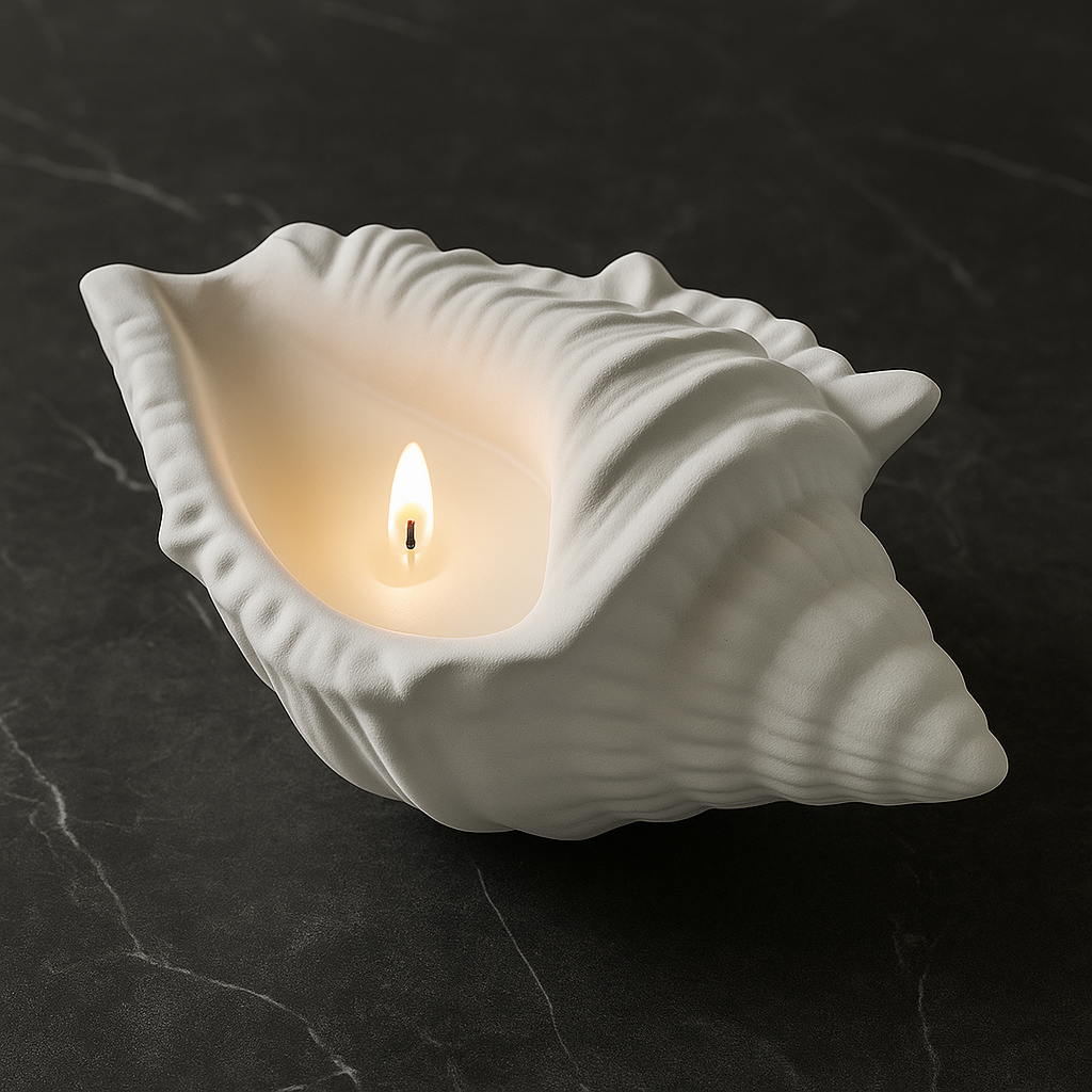 Atelier — Büyük Deniz Kabuğu İçinde Soya Mum| El Yapımı Minimalist Dekoratif Vegan Mum