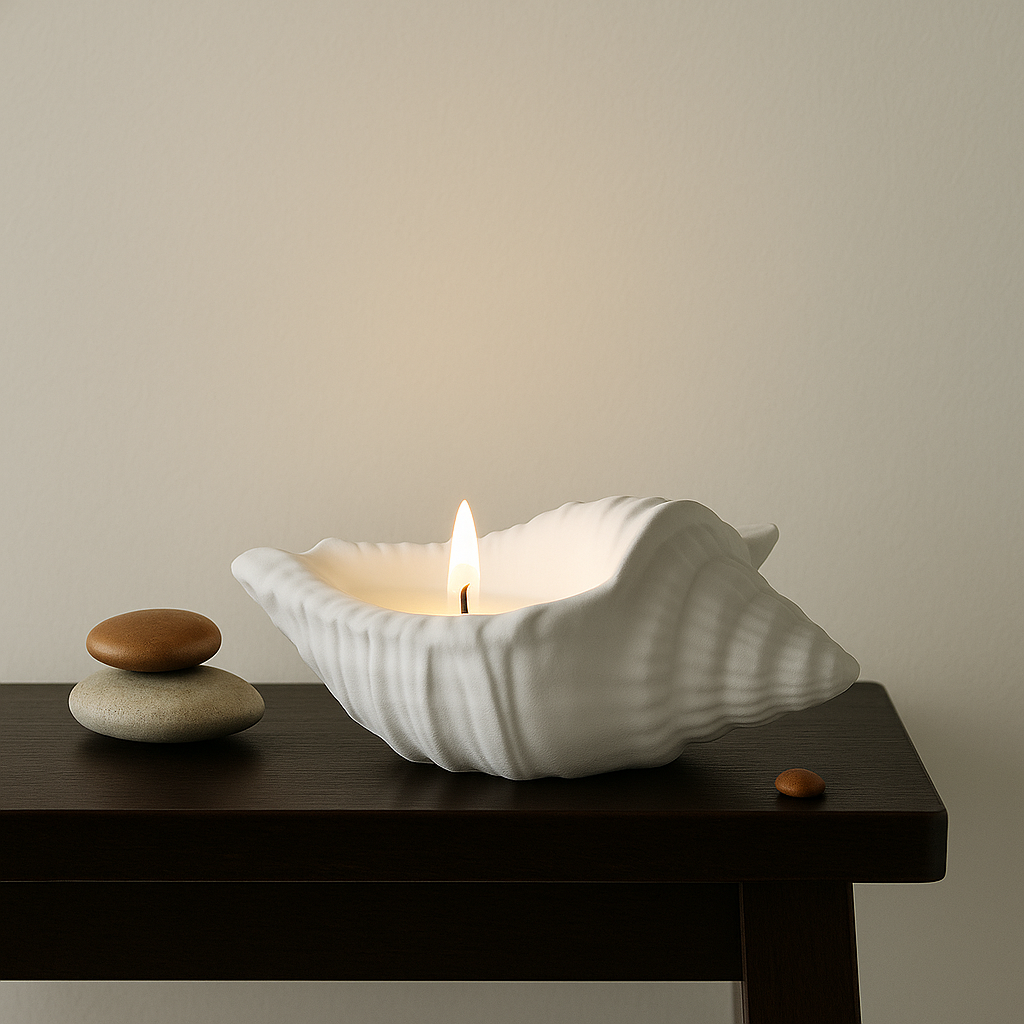 Atelier — Büyük Deniz Kabuğu İçinde Soya Mum| El Yapımı Minimalist Dekoratif Vegan Mum