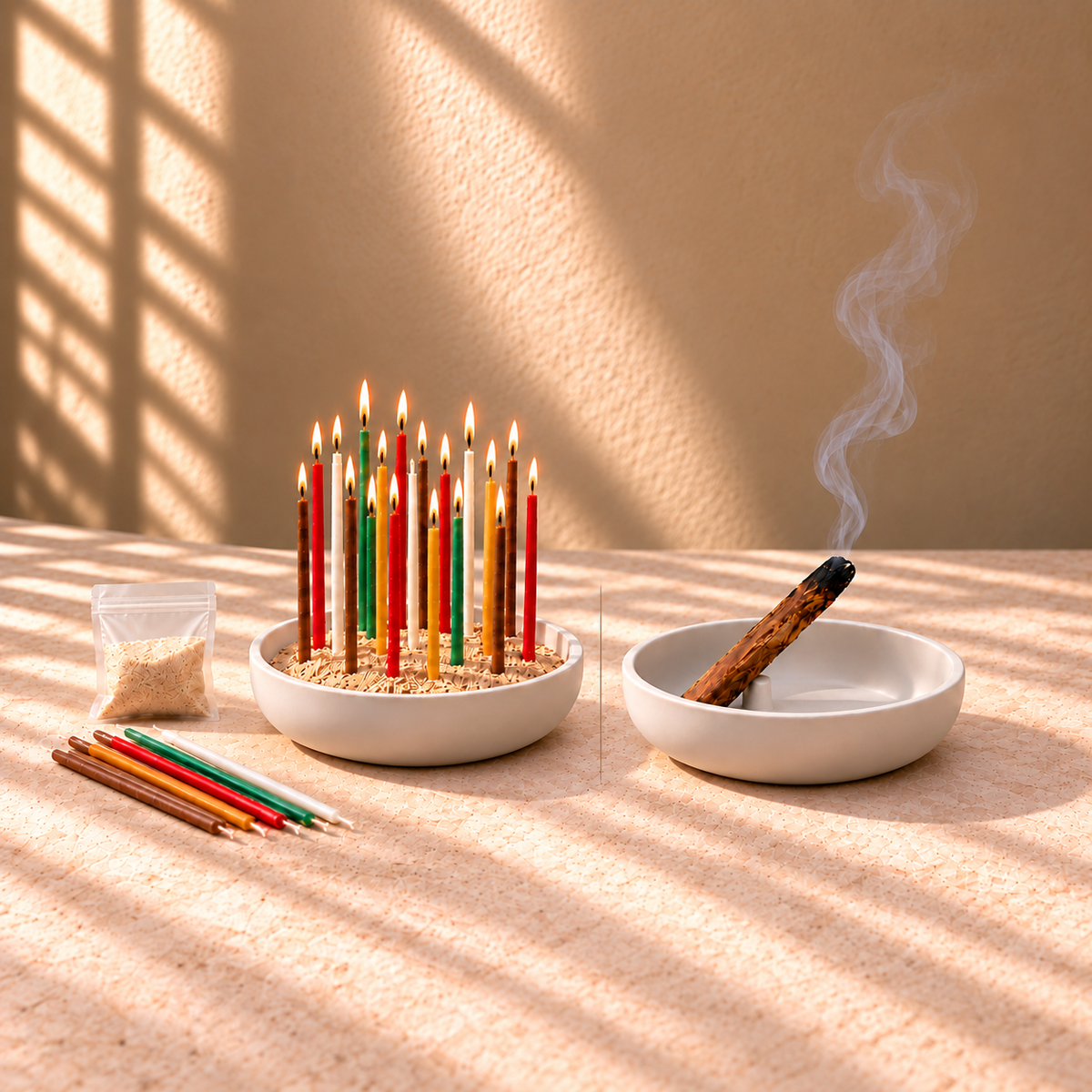 Dilek & Palo Santo Hediye Seti – 20 Mum ve Çift Kullanımlı Tabak