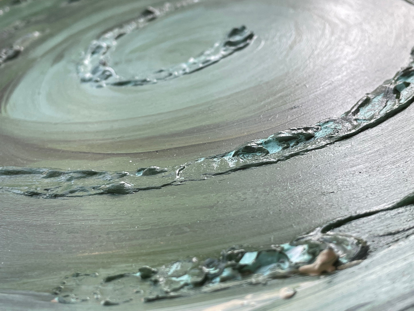 Girdap - Yuvarlak El Yapımı Mix Media Tablo - Akrilik ve Dokulu Soyut Duvar Sanatı