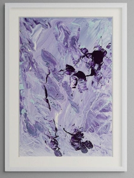 Leyla 2 Soyut El Yapımı Tablo – Beyaz Çerçeveli, Paspartülü | 31×41 cm