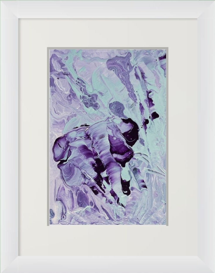 Leyla 1 Soyut El Yapımı Tablo – Beyaz Çerçeveli, Paspartülü | 31×41 cm