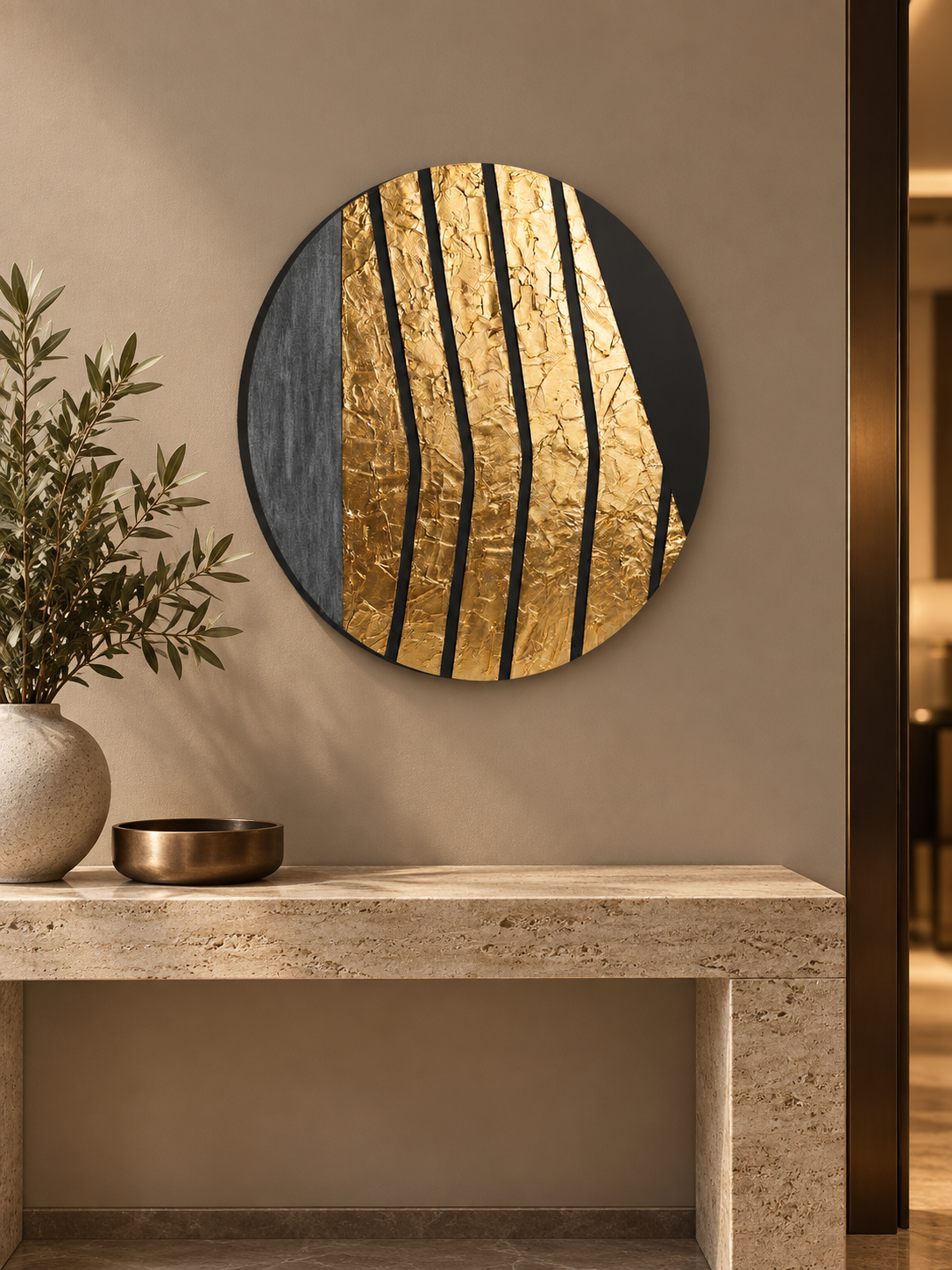 Altın Gece el yapımı gold soyut tablo