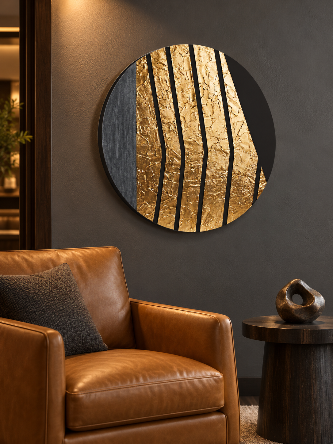 Altın Gece el yapımı gold soyut tablo