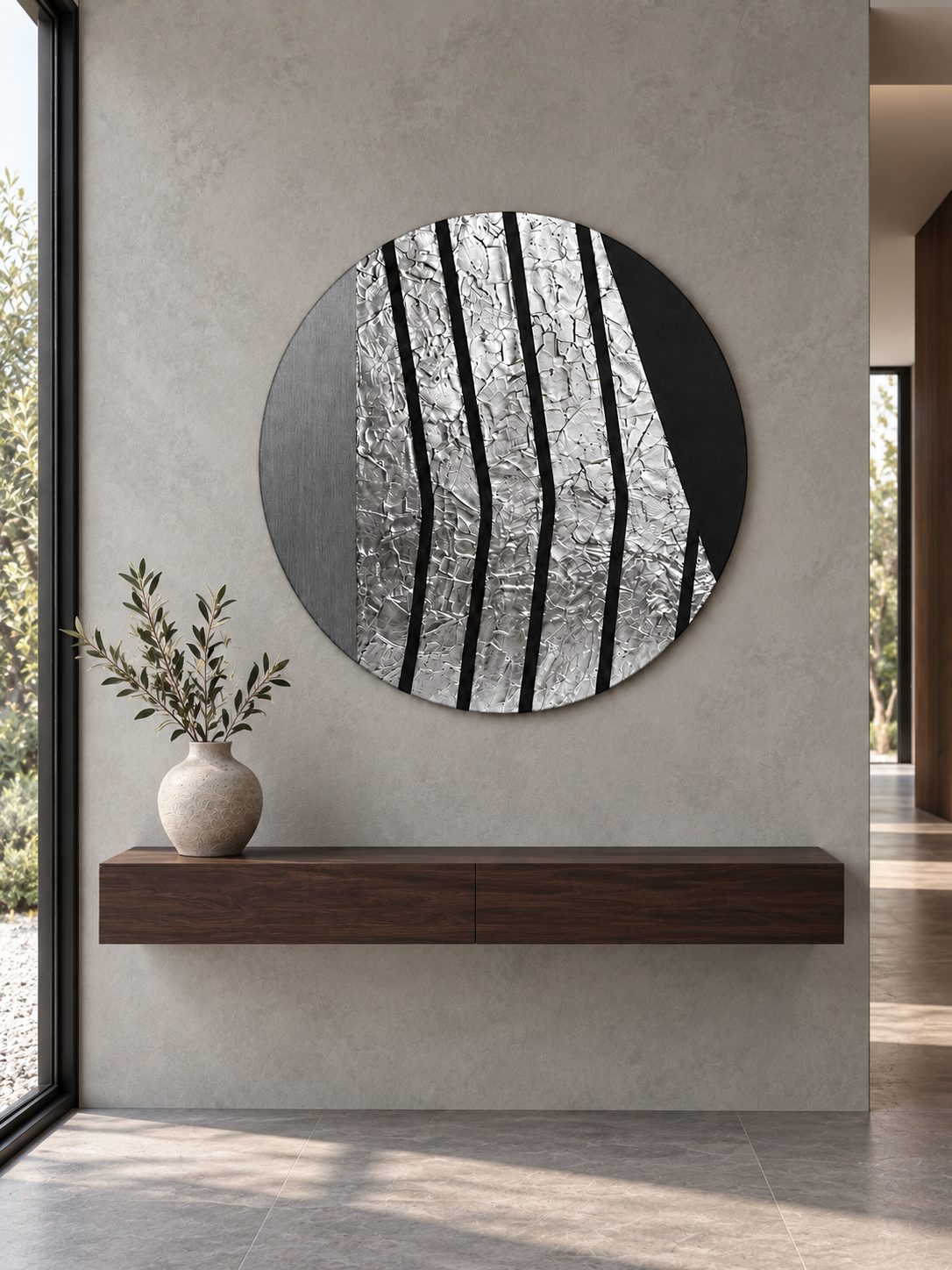 Gümüş Gece metalik gümüş tablo modern antrede
