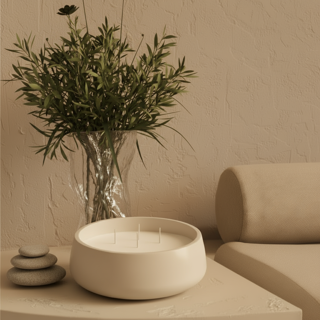 Atelier — Doğa Büyük Kase Mum – Pürüzsüz Dokulu Dekoratif Soya Vegan Mum