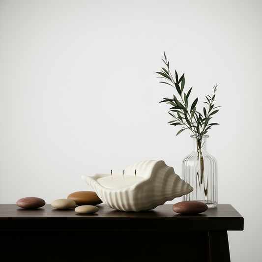 Atelier — Büyük Deniz Kabuğu İçinde Soya Mum| El Yapımı Minimalist Dekoratif Vegan Mum