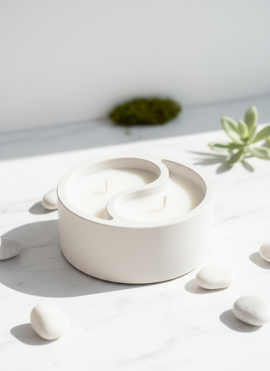Atelier — Yin Yang İçinde Soya Mum| El Yapımı Minimalist Dekoratif Vegan Mum