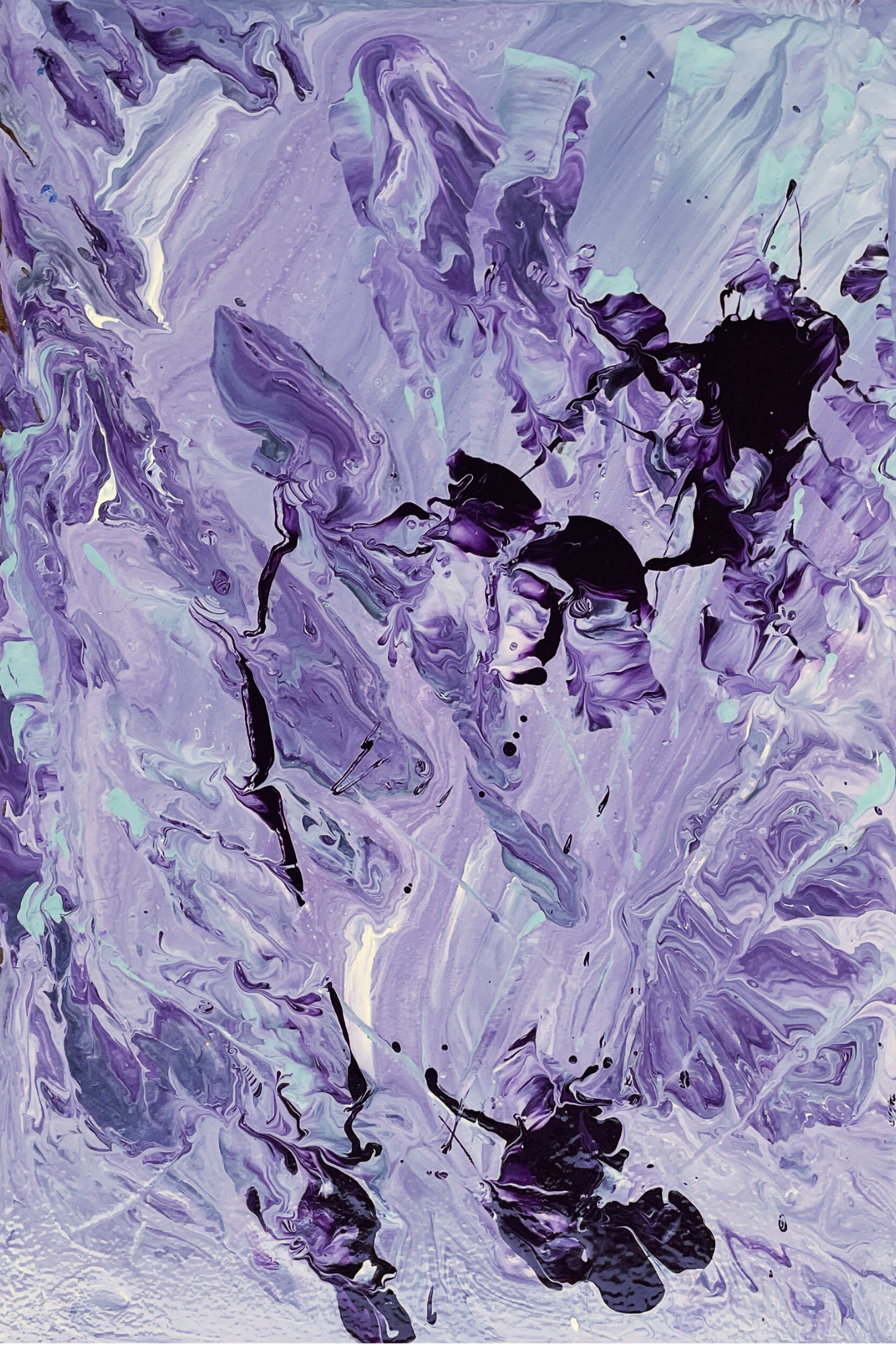 Leyla 2 Soyut El Yapımı Tablo – Beyaz Çerçeveli, Paspartülü | 31×41 cm