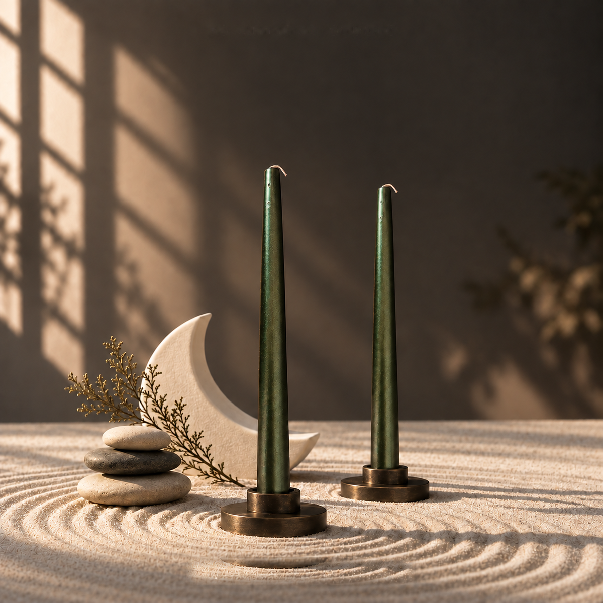 Zen düzeninde yeşil şamdan mumları