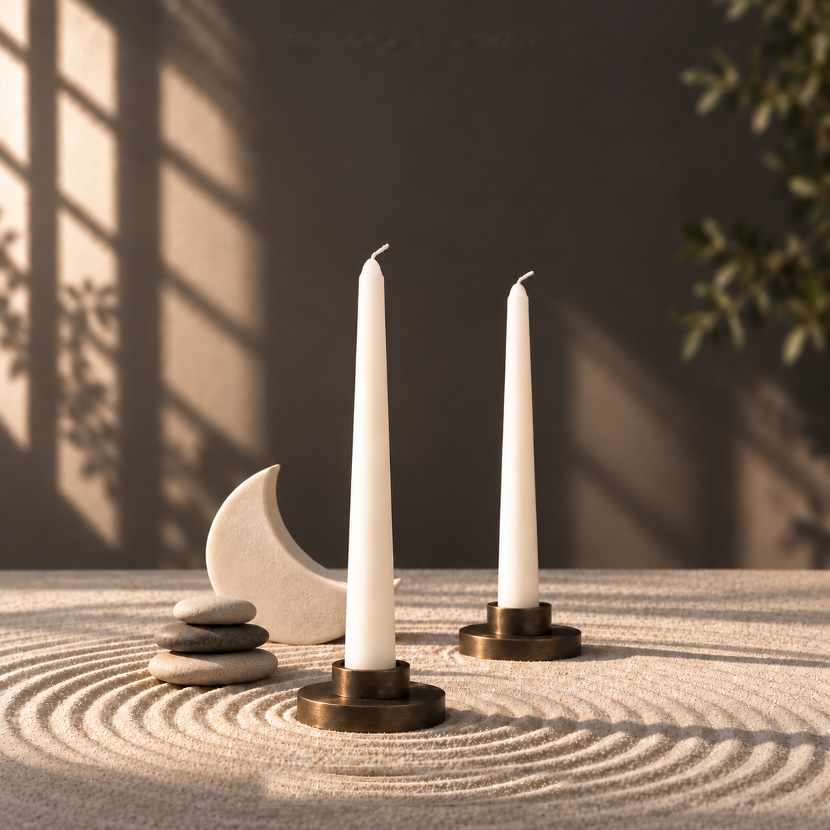 Zen düzeninde beyaz şamdan mumları