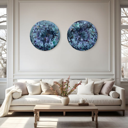 Vadi I–II — Original Round Mixed Media Paintings, Set of 2